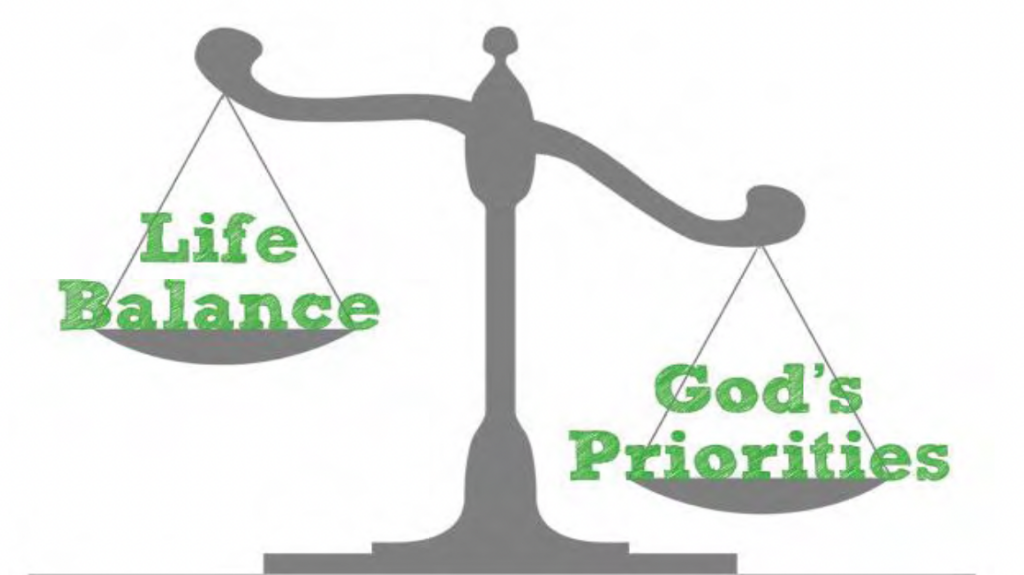 Unbalanced scale showing Life Balance on one side and God’s Priorities on the other, reflecting HCU values.